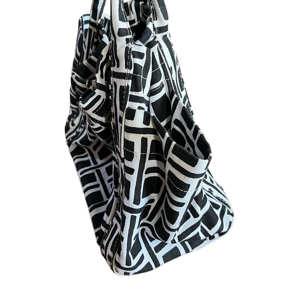 Merona Cotton Tote Bag Black and White Geometric Print - Picture 2 of 12